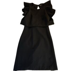 Almagores Italian Black Flutter Sleeve Keyhole Back Dress Size 42 (US 6)